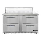 Thumbnail image #1 for Continental Refrigerator Designer Line D60N12-FB-D 60" Two-Section Refrigerated Sandwich Prep Table, 4 Drawers, Front-Breathing