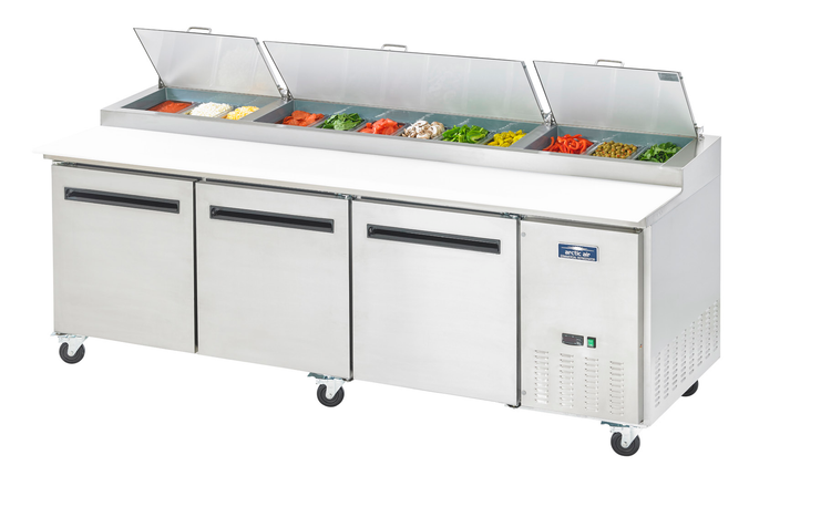 Product image #6 for Arctic Air 94-Inch Three-Section Refrigerated Pizza Prep Table with Cutting Board