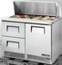 Thumbnail image #5 for True 48-Inch Two-Section Refrigerated Sandwich/Salad Prep Table with 1 Door, 2 Drawers and 18 Top Pans