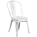 Thumbnail image #1 for Flash Furniture ET-3534-WH-GG Outdoor Metal Chair, White, Vertical Slat Back, Stackable
