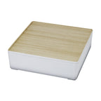 Thumbnail image #2 for Cal-Mil 22309-15 Square Melamine Bento Box with Cover, White, 2 Compartments, Raised Edge, 10" x 10" x 2-3/4" Case of 6