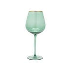 Thumbnail image #1 for Kadra Kitchenware Vikko Decor VD-P27-GR Wine Glass, 27 oz., Green, Gold Rim Case of 24