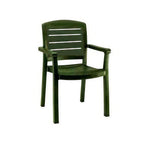 Thumbnail image #1 for Grosfillex Acadia 46119078 Outdoor Stacking Resin Dining Armchair, Ladder Back, Contoured Seat, Amazon Green Case of 12