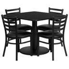 Thumbnail image #2 for Flash Furniture RSRB1013-GG Square Table and 4 Metal Ladder-Back Chair Set, 36" x 36" x 30", Black