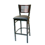 Thumbnail image #1 for ATSMFG ATS AT&S-77E-BS MFG Commercial Bar Stool, Armless, Wood Strips Cutout Back, Metal Legs with Footrest, Textured Black Powder Coat Finish