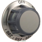 Thumbnail image #1 for AllPoints Foodservice Parts & Supplies 221181 Oven Thermostat Knob, Gray Plastic, 2-3/8" OD, 200°-450°F, 1/4"D Stem