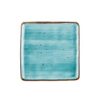 Thumbnail image #1 for CAC China TUS-SQ8-TQS Square Porcelain Plate, 8-1/4", Curved Edge, Turquoise Reactive Glaze Case of 2 Dozen