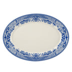 Thumbnail image #1 for Steelite International HL Ivory HL15763924 Rolled Edge Oval China Platter, 13.375" x 9.25" x 1.5", Willow Rim Blue 1 Dozen