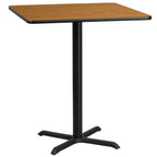 Thumbnail image #1 for Flash Furniture XU-NATTB-3636-T3030B-GG Square Bar-Height Cocktail Table, 36" x 36", Natural Laminate, Black X-Base