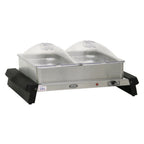 Thumbnail image #1 for Cadco WTBS-23P Countertop Double Buffet Server with Heated Stainless Steel Base, Holds Two Third-Size Steam Table Pans