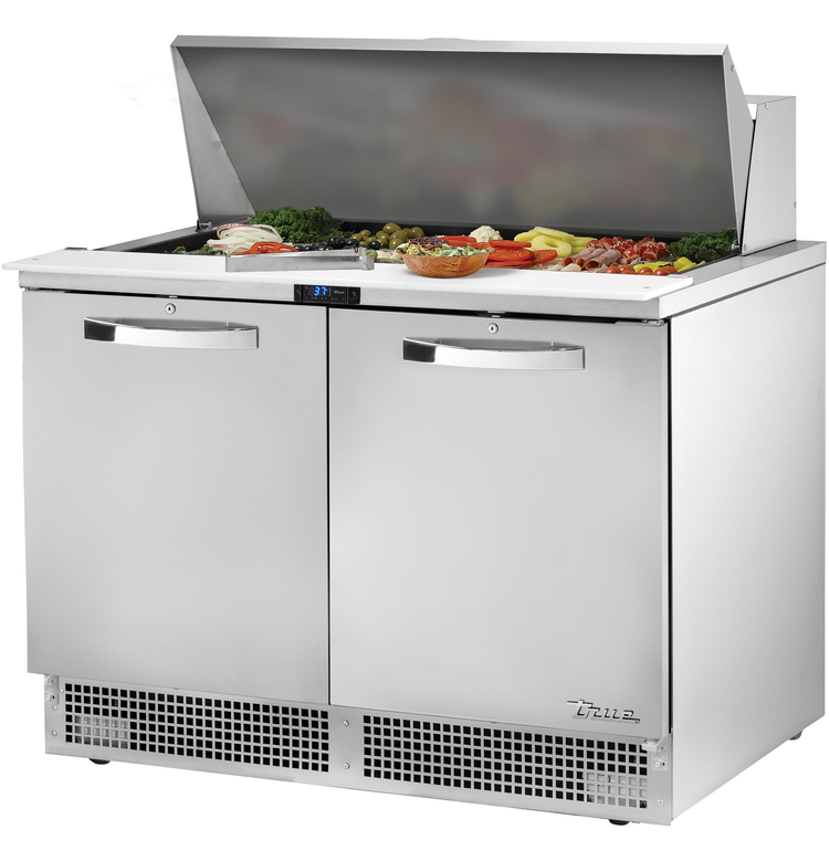 Product image #4 for True SPEC Series 48-Inch Two-Section Refrigerated Sandwich/Salad Prep Table, Rear-Mounted Self-Contained Refrigeration, 18 Pan Capacity