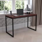 Thumbnail image #2 for Flash Furniture GC-GF156-12-MHG-GG 47-Inch Computer Desk with Laminated Mahogany Top, Black Metal Frame and Adjustable Floor Glides