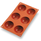 Thumbnail image #1 for Matfer Bourgeat Gastroflex 257904 Half-Sphere Silicone Baking Mold, 6-Cavity, 2-3/4" Diameter x 1-3/8"H