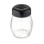Thumbnail image #1 for TableCraft Products 260SLBK Cheese Shaker, Slotted Swirl Design, Black Top, Clear Glass Case of 12