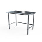Thumbnail image #1 for NBR Equipment TS6-6030-X Stainless Steel Work Table, 60"W x 30"D, 16-Gauge 304 Flat Top, Bullnose Edge, Open Base