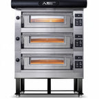 Thumbnail image #1 for AMPTO Moretti Forni AMALFI A3 Electric 3-Deck Pizza Oven, Refractory Stone Decks, Stainless Steel, 26"W x 41"D x 7"H
