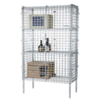 Thumbnail image #1 for 1880 Hospitality Focus Foodservice FSSEC18604 Stationary Wire Security Cage Shelving Kit, Chrome, 60"W x 18"D x 74"H