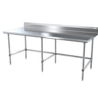 Thumbnail image #1 for NBR Equipment TS6S-9630R5-X Stainless Steel Work Table, 96"W x 30"D x 40-1/4"H, 16-Gauge 304 Top with 5" Backsplash
