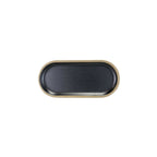 Thumbnail image #1 for G.E.T. Kobe - EGS B252102-GLDB Oval Melamine Plate, Black with Gold Rim Decal, 10-1/4" x 4-3/4" Case of 6