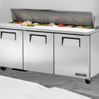 Thumbnail image #5 for True Mfg. - General Foodservice TSSU-72-18-HC 72-Inch Three-Door Sandwich/Salad Prep Table Refrigerator, 18-Pan Top