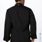 Thumbnail image #2 for Chef Works Re: Collection REBCLZ-BLK-M Single-Breasted Long-Sleeve Chef Coat, Black Recycled Polyester/Cotton, Medium