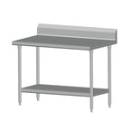 Thumbnail image #1 for SPG International Universal Stainless 4SLSB-36 Stainless Steel Work Table, 48"W x 36"D, 16/300 Series Top, 6" Backsplash, Undershelf