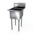 Thumbnail image #1 for NBR Equipment 1SG-162012 1-Compartment Stainless Steel Sink, 16"W x 20"D x 12" Deep Bowl, 10" Backsplash, Galvanized Legs