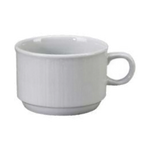 Thumbnail image #1 for Vertex China Crystal Bay CB-1-BD 7 oz Porcelain Coffee Cup with Handle, Stackable, Embossed Case of 3 Dozen