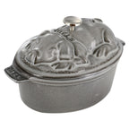 Thumbnail image #2 for Zwilling J.A. Henckels Staub® 1003187 Pig Cocotte, 1 qt, Oval Enameled Cast Iron, Graphite Gray, with Lid