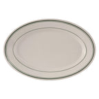 Thumbnail image #1 for Tuxton China Green Bay TGB-042 Ceramic Oval Platter, 15-3/4" x 11", Wide Rim, Rolled Edge Case of 6