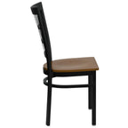 Thumbnail image #2 for Flash Furniture Hercules XU-DG6Q3BWIN-CHYW-GG Restaurant Chair, Metal Window Pane Back, Cherry Plywood Seat, Black Frame