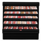 Thumbnail image #1 for Howard-McCray 35E Series SC-OM35E-8S-B-LED Packaged Meat Open Merchandiser, Self-Contained, 99"W x 78.5"H, 4-Tier LED Shelves, Black