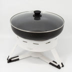 Thumbnail image #1 for Eastern Tabletop EB15721 Large Round Waterless Chafing Dish with Glass Lid and 5.5-Qt Titanium-Reinforced Nonstick Aluminum Pan