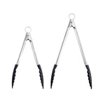 Thumbnail image #2 for Browne USA Foodservice Cuisipro 74708602 9-1/2" Utility Tongs, Push/Pull Lock, Silicone/Stainless Steel, Black, Heat Resistant to 575°F