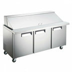 Thumbnail image #1 for USR Brands Coldline SMP72 Mega Top Sandwich/Salad Refrigerator, 3-Section, 3-Door, 30-Pan, Stainless Steel