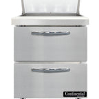 Thumbnail image #1 for Continental Refrigerator SW27N8-D 27-Inch One-Section Sandwich Prep Table, 2 Drawers, 8-Pan Top, Stainless Steel