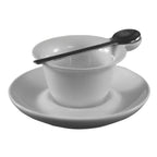 Thumbnail image #1 for CAC China Party Collection PTC-4-S 2 oz Porcelain Coffee Cup and Saucer Set with Metal Spoon, Super White Case of 16