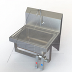 Thumbnail image #1 for AERO Manufacturing HSK Wall-Mounted Stainless Steel Hand Sink, 14"W x 10"D x 5" Deep, Faucet Included