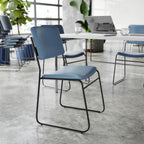 Thumbnail image #2 for Flash Furniture Hercules XU-8700-NVY-B-VYL-30-GG Vinyl Upholstered Stackable Chair with Gray Sled Base, 500 lb Capacity