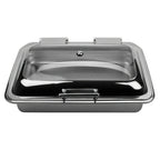 Thumbnail image #1 for G.E.T. Strata ST11610011 Rectangular Clamshell Chafing Dish Lid Set, 8 qt, Stainless Steel & Glass