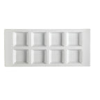 Thumbnail image #1 for CAC China CN CN-8T13 Rectangular Porcelain Divided Side Dish Plate, 8 Compartments, 13-1/2 x 6 x 1-1/8 in. 1 Dozen