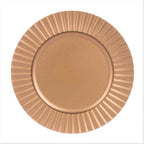 Thumbnail image #1 for Ten Strawberry Street Lacquer LACQ-SUN-MRGLD 13-Inch Round China Charger Plate, Sunburst Matte Rose Gold Case of 24