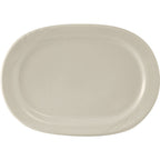 Thumbnail image #1 for Tuxton China Monterey YEH-117 Oblong Ceramic Platter, 11-3/4" x 8-1/2", Embossed Rim 1 Dozen
