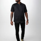 Thumbnail image #1 for Chef Works CBZ04-BLK-4XL Chef Coat, Raglan Short Sleeve, Center Zipper, Black, 4XL