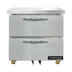 Thumbnail image #1 for Continental Refrigerator Designer Line D32N-U-D Undercounter Refrigerator, 32-Inch, 1-Section, 2-Drawer, Stainless Steel Exterior & Interior