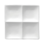 Thumbnail image #1 for 1880 Hospitality Buffalo White Ware by Oneida® F8010000946 4-Compartment Square Porcelain Plate, 9-7/8", Rolled Edge, Bright White 1 Dozen