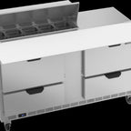 Thumbnail image #6 for Beverage Air SPED60HC-10C-4 60-Inch Two-Section Sandwich Prep Refrigerator, 16 Cu. Ft., 4 Drawers, 10-Pan Top