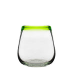 Thumbnail image #1 for Ten Strawberry Street Lime Rim 7MCR340 Stemless Green Hand-Blown Mexican All-Purpose Wine Glass Case of 6