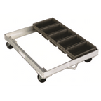 Thumbnail image #1 for New Age 93189 Angled Bread Pan Dolly, Holds 5 Strap 1 lb Loaf Pans, Aluminum, 3 in Swivel Casters, 800 lb Capacity