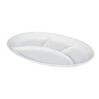 Thumbnail image #1 for G.E.T. GET CP-134-W . . 4-Compartment Oval Melamine Plate, 13" x 9-1/2", White 1 Dozen
